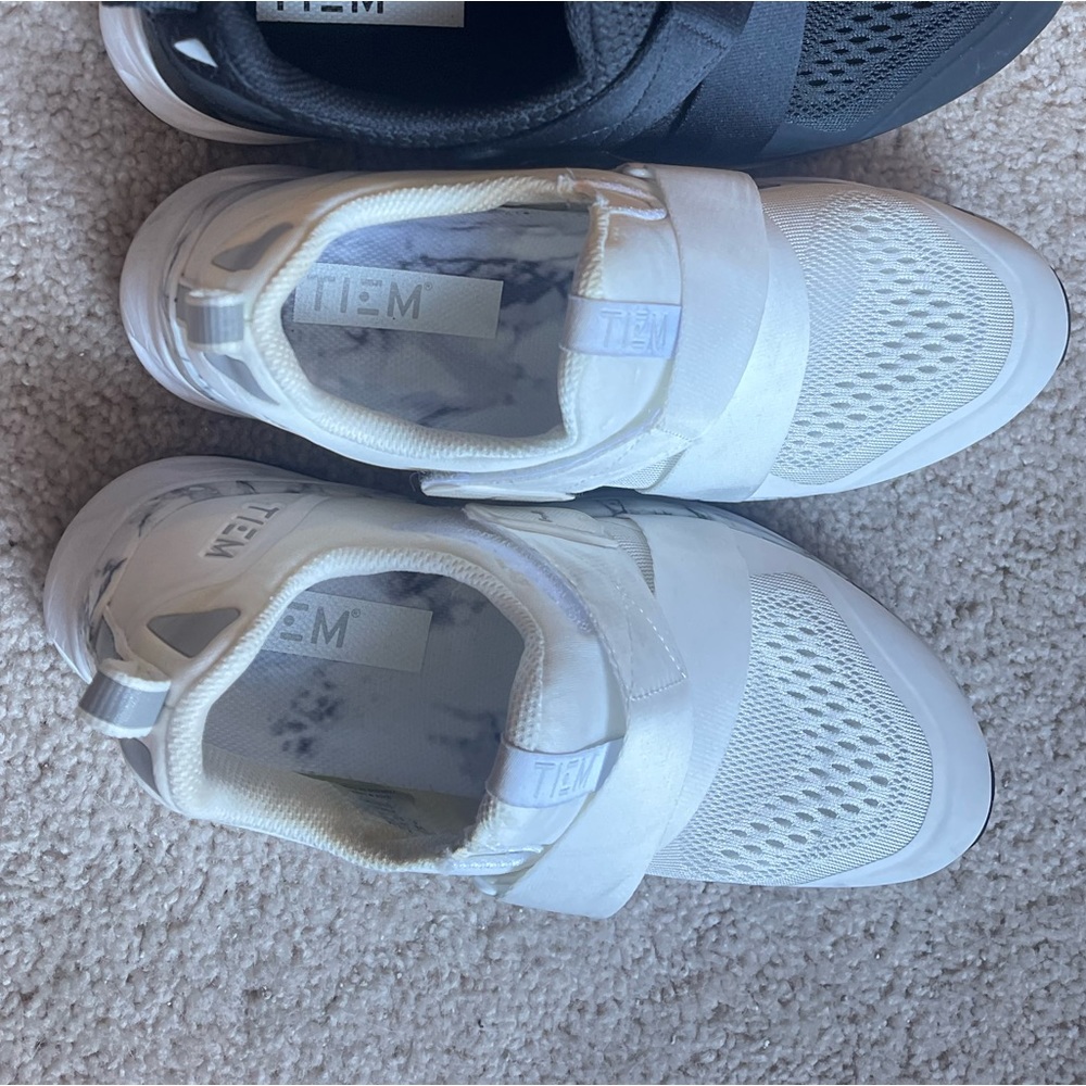 White with silver Tiem Spin Shoes Worn Once